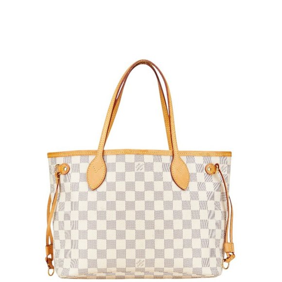 Louis Vuitton Damier Azur Neverfull PM Tote Bag/Shoulder Bag N51110 White Lea... - Picture 1 of 14